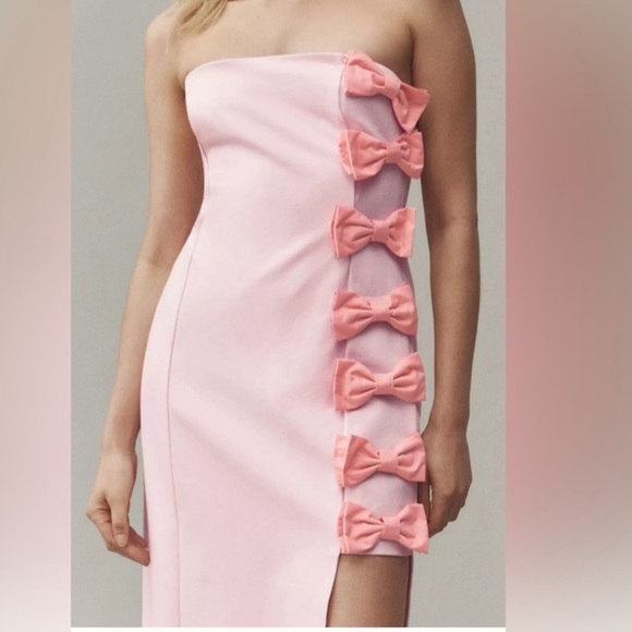 BHLDN Lia Strapless Bow‎ Midi Dress Size Large Anthropologie - Picture 3 of 13